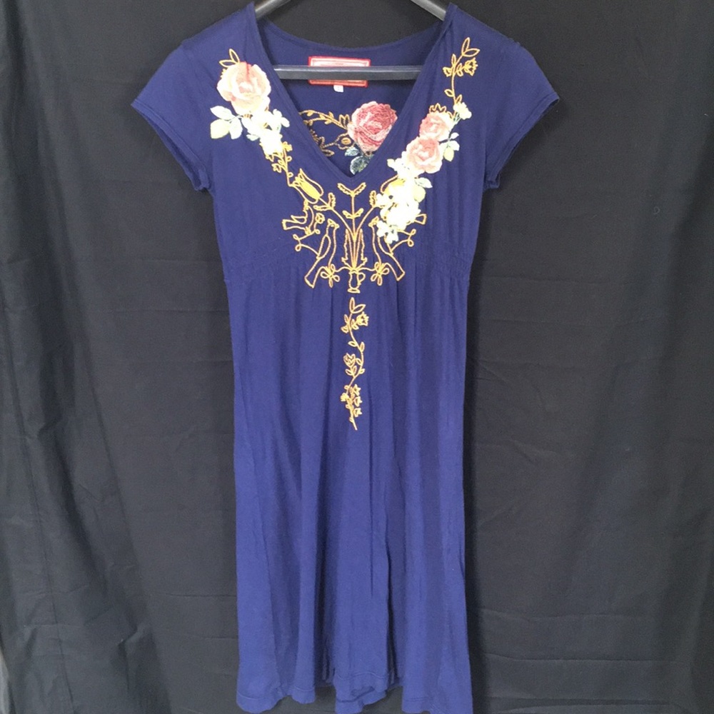 - Johnny was blue embroidered dress